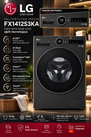LG FX1412S3KA 12 kq 1400 dövr/dəq tünd boz