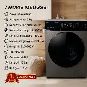 maşını 7Tech 7WM4S1260GSS1, Grafit, 6 kq
