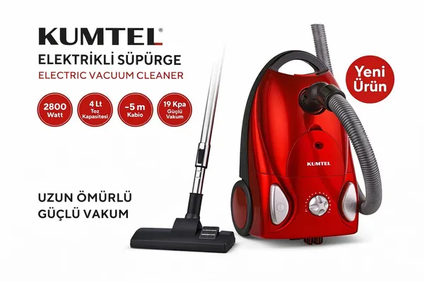 Adi tozsoran Kumtel 2800 vt gücü, 4 l toz kapasiteri, 5 metr kablo, 19 kpa güclü vakum - AA-770604 — пылесосы