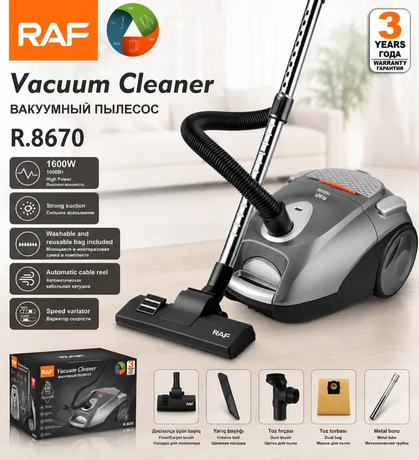 RAF R.8670 1600 W quru torba/konteynerli 4.5 l — tozsoranlar