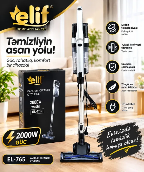 Elif EL-765, 2000 Vt, Konteyner, 2 l, 2000 Vt — пылесосы