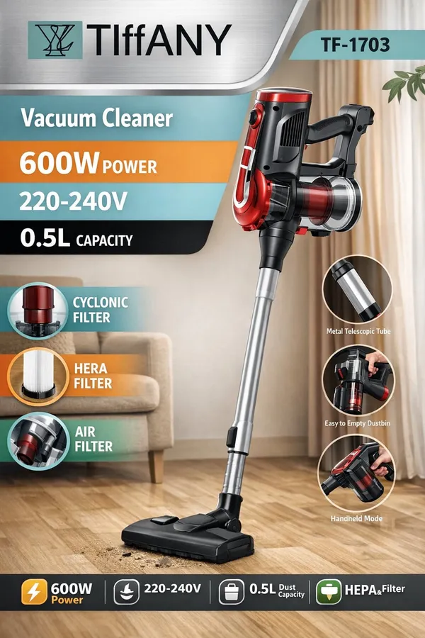 Vertikal tozsoran TIFFANY 1703, 600W, HEPA filtr, konteyner — пылесосы