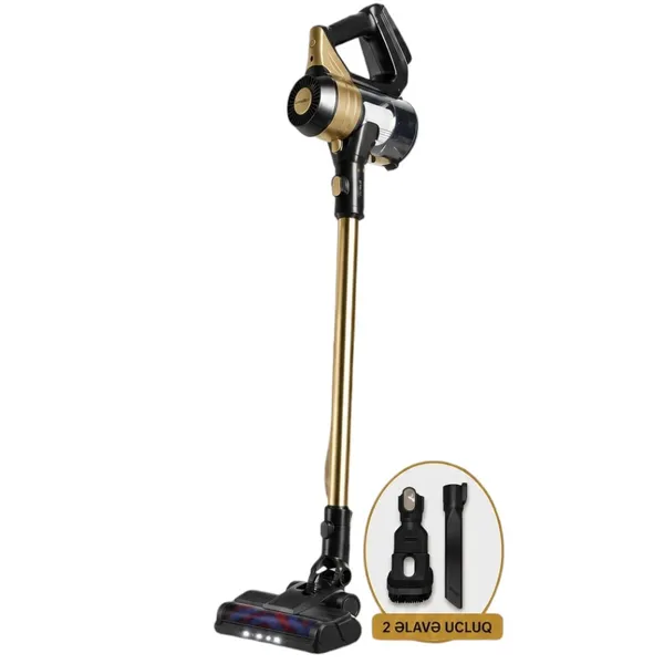 Vertikal tozsoran LumaBella LB-63010, simsiz, quru, 3000 Vt, qara/qızılı — пылесосы
