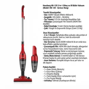 Vertikal tozsoran Hausberg HB-120 2-in-1 simsiz quru 500 ml qırmızı-qara