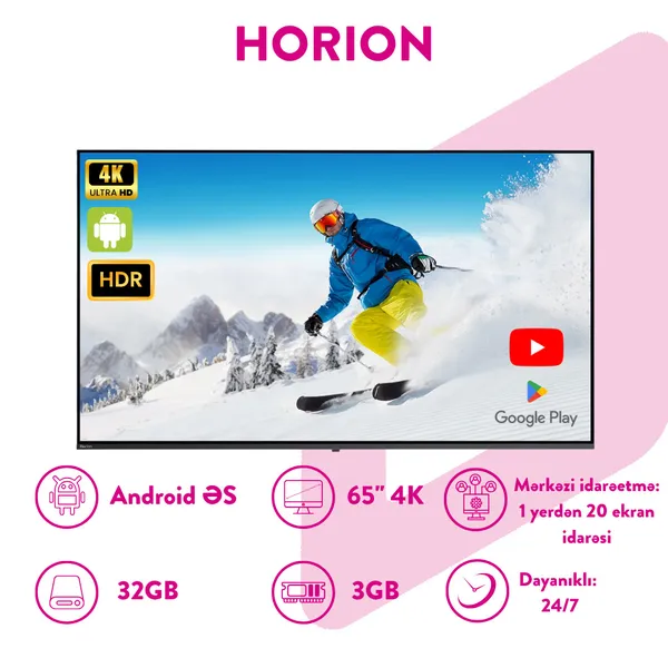Horion P6A-249HM125 65 düym 4K+HDR Smart TV LCD (LED) — televizorlar