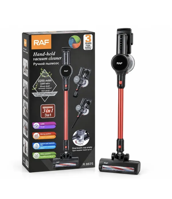 Vertikal tozsoran RAF R8765 simsiz quru 700 ml qara-qırmızı — tozsoranlar