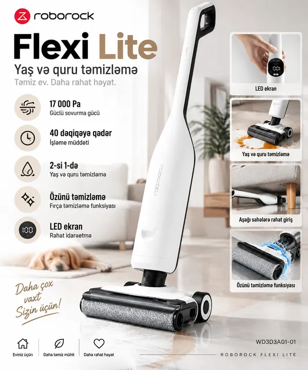 Simsiz vertikal tozsoran Roborock Flexi Lite Pro — tozsoranlar