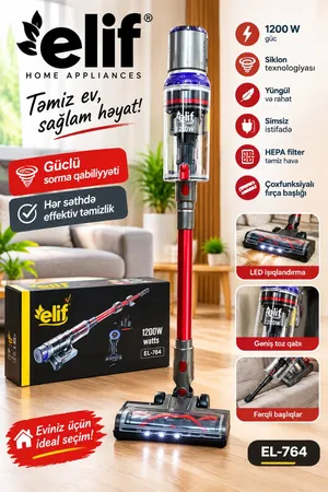 Vertikal tozsoran Elif EL-764, simsiz, qırmızı