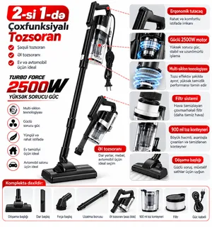 Simli şaquli tozsoran VegaStar VG-2236BK 900 ml quru təmizləmə üçün qara