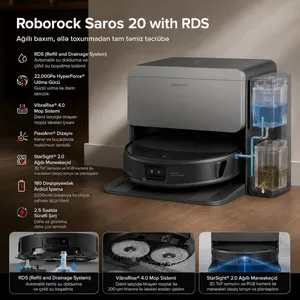 Robot-tozsoran Roborock Saros 20, qara