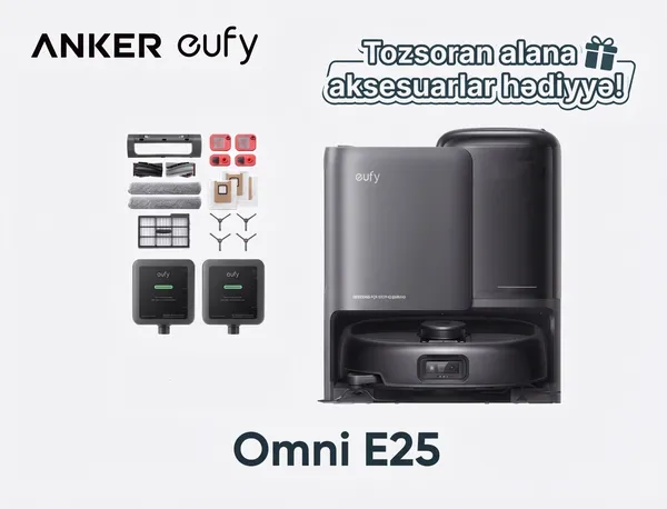 Robot-tozsoran Eufy E25 T2353G11 Black + Eufy Accessories Package (A)Offline - UN MixedColor — tozsoranlar
