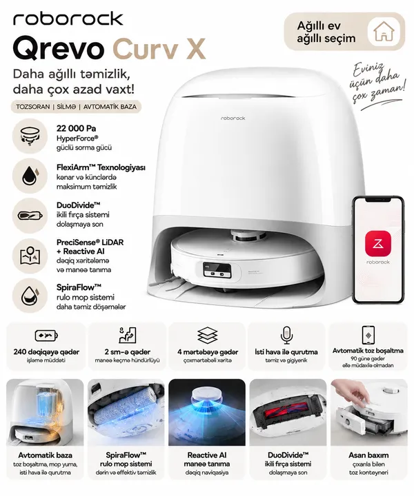 Robot-tozsoran Roborock Qrevo Curv X Pro — tozsoranlar