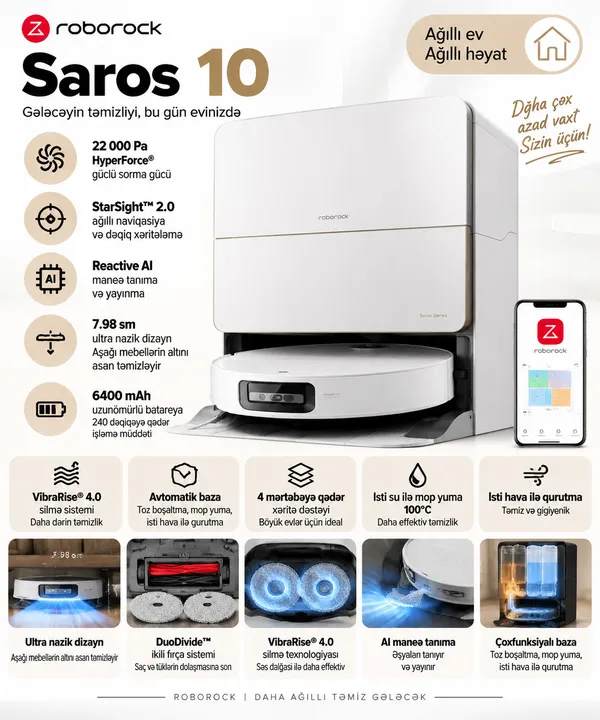 Roborock Saros 10 Pro — tozsoranlar