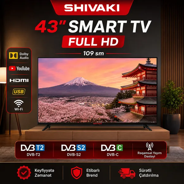 Shivaki S43NFC001, LCD (LED), 43 düym, Full HD, Smart TV — televizorlar
