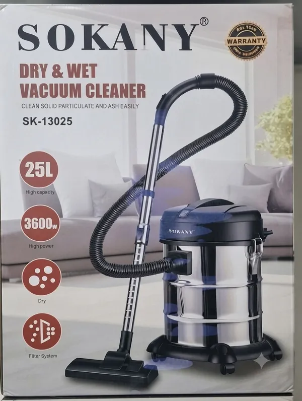 Sənaye tozsoranı Sokany 25 l nəm və quru təmizləmə üçün gümüşü — tozsoranlar