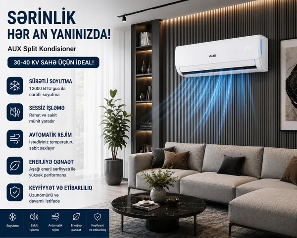 AUX, Split-sistem, 12000 BTU/saat, Ağ — kondisionerlər